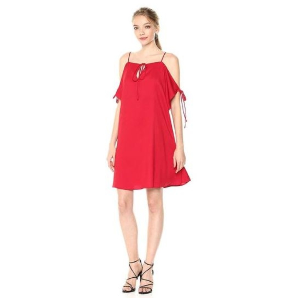 Nicole Miller Cold Shoulder + Ties Trapeze Dress